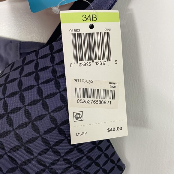 NWT Warner's This Is Not A Bra T-Shirt Bra Womens 34B Purple Geometric Underwire - Picture 5 of 11